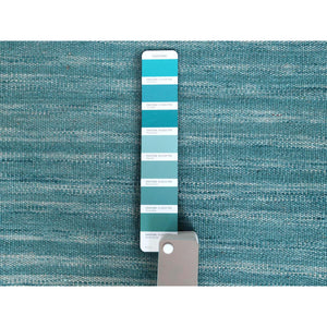 9'1"x12' THE AQUAMARINE Hand Woven Flat Weave Kilim Natural Wool Reversible Oriental Rug FWR360516
