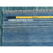 Load image into Gallery viewer, 9&#39;1&quot;x12&#39; THE AQUAMARINE Hand Woven Flat Weave Kilim Natural Wool Reversible Oriental Rug FWR360516
