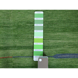 8'3"x10'1" Hand Woven Stripe Design Flat Weave Kilim Organic Wool Reversible Oriental Rug FWR360558