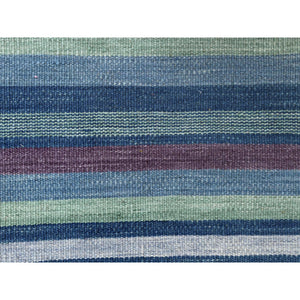 6'3"x9'2" Flat Weave Kilim Pure Wool Stripe Design
Hand Woven Reversible Oriental Rug FWR360576