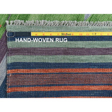 Load image into Gallery viewer, 6&#39;3&quot;x9&#39;2&quot; Flat Weave Kilim Pure Wool Stripe Design
Hand Woven Reversible Oriental Rug FWR360576
