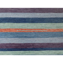 Load image into Gallery viewer, 10&#39;4&quot;x14&#39;2&quot; Flat Weave Kilim Stripe Design Pure Wool Hand Woven Reversible Oriental Over Size Rug FWR360582