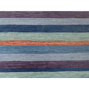 10'4"x14'2" Flat Weave Kilim Stripe Design Pure Wool Hand Woven Reversible Oriental Over Size Rug FWR360582