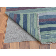 Load image into Gallery viewer, 10&#39;4&quot;x14&#39;2&quot; Flat Weave Kilim Stripe Design Pure Wool Hand Woven Reversible Oriental Over Size Rug FWR360582