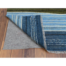 Load image into Gallery viewer, 8&#39;5&quot;x9&#39;10&quot; Flat Weave Kilim Pure Wool Aqua And Brown Mountain Design Hand Woven Reversible Oriental Rug FWR360594