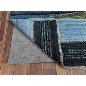 9'7"x11'10" Brown And Blue Mountain Design Flat Weave Kilim Pure Wool Reversible Hand Woven Oriental Rug FWR360606