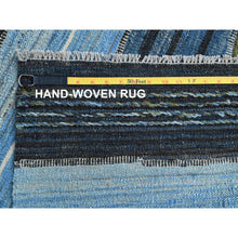 Load image into Gallery viewer, 9&#39;7&quot;x11&#39;10&quot; Brown And Blue Mountain Design Flat Weave Kilim Pure Wool Reversible Hand Woven Oriental Rug FWR360606