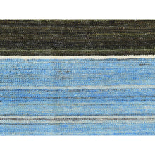Load image into Gallery viewer, 6&#39;3&quot;x8&#39;9&quot; Hand Woven Brown And Blue Mountain Design Flat Weave Kilim Pure Wool Reversible Oriental Rug FWR360618