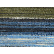 Load image into Gallery viewer, 10&#39;7&quot;x13&#39;8&quot; Blue And Brown Mountain Design Flat Weave Kilim Pure Wool Reversible Hand Woven Oriental Rug FWR360636