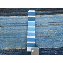 Load image into Gallery viewer, 10&#39;7&quot;x13&#39;8&quot; Blue And Brown Mountain Design Flat Weave Kilim Pure Wool Reversible Hand Woven Oriental Rug FWR360636