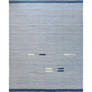 12'1"x15' Hand Woven Flat Weave Kilim Pure Nomadic Stripe Design Wool Reversible Over Size Oriental Rug FWR360642