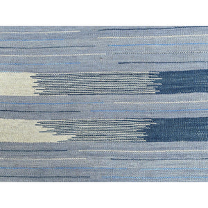 12'1"x15' Hand Woven Flat Weave Kilim Pure Nomadic Stripe Design Wool Reversible Over Size Oriental Rug FWR360642