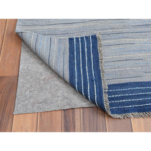 12'1"x15' Hand Woven Flat Weave Kilim Pure Nomadic Stripe Design Wool Reversible Over Size Oriental Rug FWR360642