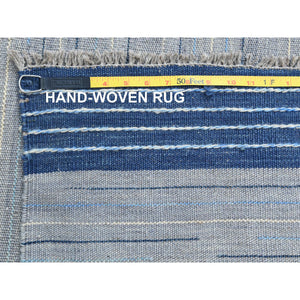 12'1"x15' Hand Woven Flat Weave Kilim Pure Nomadic Stripe Design Wool Reversible Over Size Oriental Rug FWR360642