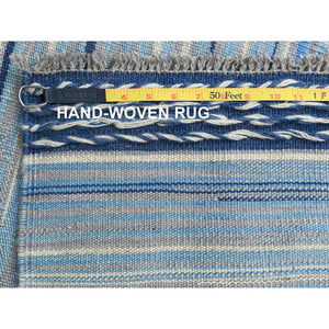 10'5"x13'10" Hand Woven Flat Weave Kilim Pure Nomadic Stripe Design Wool Reversible Oriental Rug FWR360648