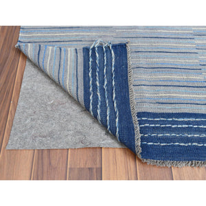6'1"x9'1" Hand Woven Flat Weave Kilim Organic Nomadic Stripe Design Wool Reversible Oriental Rug FWR360654
