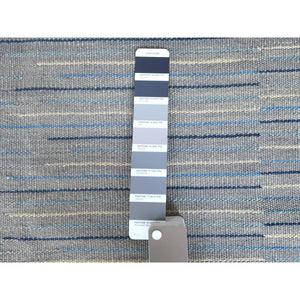 6'1"x9'1" Hand Woven Flat Weave Kilim Organic Nomadic Stripe Design Wool Reversible Oriental Rug FWR360654