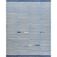 Load image into Gallery viewer, 9&#39;6&quot;&#39;x12&#39; Hand Woven Nomadic Stripe Design Flat Weave Kilim Organic Wool Reversible Oriental Rug FWR360678