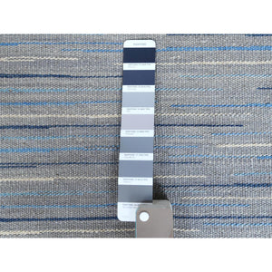 9'6"'x12' Hand Woven Nomadic Stripe Design Flat Weave Kilim Organic Wool Reversible Oriental Rug FWR360678