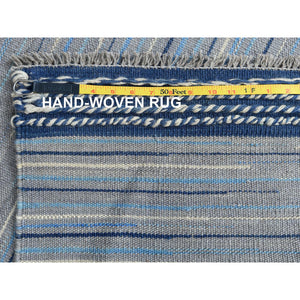 9'6"'x12' Hand Woven Nomadic Stripe Design Flat Weave Kilim Organic Wool Reversible Oriental Rug FWR360678