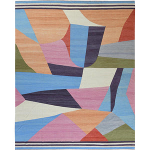 12'1"x15' Flat Weave Kilim THE CANDY STORE Hand Woven Handspun Wool Reversible Over Size Oriental Rug FWR360690