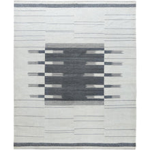 Load image into Gallery viewer, 8&#39;5&quot;x 10&#39;1&quot; Flat Weave Kilim Pure Wool Hand Woven Reversible Oriental Avant-Garde Stripe Design Rug FWR360720