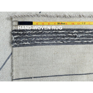 8'5"x 10'1" Flat Weave Kilim Pure Wool Hand Woven Reversible Oriental Avant-Garde Stripe Design Rug FWR360720