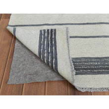 Load image into Gallery viewer, 8&#39;2&quot;x9&#39;10&quot; Hand Woven Avant-Garde Stripe Design Flat Weave Kilim Organic Wool Reversible Oriental Rug FWR360726