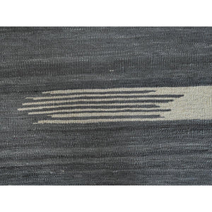 12'5"x14'10" Flat Weave Avant-Garde Stripe Design Kilim Pure Wool Hand Woven Reversible Over Size Oriental Rug FWR360744