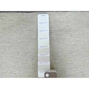 12'5"x14'10" Flat Weave Avant-Garde Stripe Design Kilim Pure Wool Hand Woven Reversible Over Size Oriental Rug FWR360744