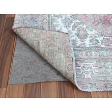 Load image into Gallery viewer, 6&#39;2&quot;x9&#39;4&quot; Red Clean Organic Wool Bohemian Sheared Low Semi Antique Persian Tabriz Medallion Design Hand Knotted Oriental Rug FWR361092