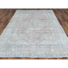 Load image into Gallery viewer, 6&#39;2&quot;x9&#39;7&quot; Red Clean Natural Wool Shabby Chic Distressed Old Persian Tabriz Medallion Design Hand Knotted Oriental Rug FWR361116