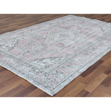 Load image into Gallery viewer, 6&#39;4&quot;x9&#39;6&quot; Red Clean Natural Wool Bohemian Distressed Old Persian Tabriz Medallion Design Hand Knotted Oriental Rug FWR361122
