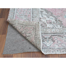 Load image into Gallery viewer, 6&#39;4&quot;x9&#39;6&quot; Red Clean Natural Wool Bohemian Distressed Old Persian Tabriz Medallion Design Hand Knotted Oriental Rug FWR361122