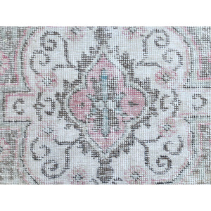 6'4"x9'6" Red Clean Natural Wool Bohemian Distressed Old Persian Tabriz Medallion Design Hand Knotted Oriental Rug FWR361122