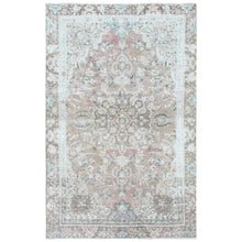 Load image into Gallery viewer, 5&#39;10&quot;x9&#39;5&quot; Red Clean Pure Wool Bohemian Worn Down Vintage Look Persian Tabriz Medallion Design Distressed Hand Knotted Oriental Rug FWR361158