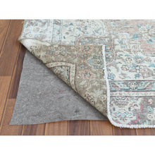 Load image into Gallery viewer, 5&#39;10&quot;x9&#39;5&quot; Red Clean Pure Wool Bohemian Worn Down Vintage Look Persian Tabriz Medallion Design Distressed Hand Knotted Oriental Rug FWR361158