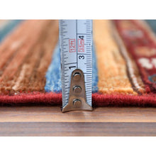 Load image into Gallery viewer, 3&#39;4&quot;x5&#39; Pure Wool Red With Colorful Tassles Hand Knotted Super Kazak Khorjin Design Oriental Rug FWR361572