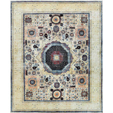 Load image into Gallery viewer, 11&#39;9&quot;x14&#39;3&quot; Oversized Ivory Shiny Wool Super Fine Peshawar Mamluk Design with Denser Weave Even Pile Hand Knotted Oriental Rug FWR361692