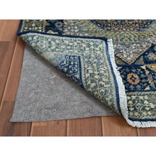 Load image into Gallery viewer, 2&#39;5&quot;x17&#39;10&quot; Blue Super Fine Peshawar Mamluk Design With Denser Weave Shiny Wool Even Pile Hand Knotted XL Runner Oriental Rug FWR361698