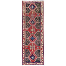 Load image into Gallery viewer, 3&#39;9&quot;x10&#39;9&quot; Semi Antique Red Northwest Persian Heriz With Geometric Design Cropped Thin Pile Clean Hand Knotted Pure Wool Oriental Runner Rug FWR363060