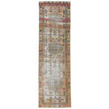 Load image into Gallery viewer, 3&#39;4&quot;x10&#39;8&quot; Semi Antique Apricot And Peach Colors Persian Tabriz Abrash Worn Down Distressed Hand Knotted Organic Wool Oriental Runner Rug FWR363084