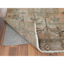 Load image into Gallery viewer, 3&#39;4&quot;x10&#39;8&quot; Semi Antique Apricot And Peach Colors Persian Tabriz Abrash Worn Down Distressed Hand Knotted Organic Wool Oriental Runner Rug FWR363084