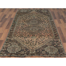 Load image into Gallery viewer, 4&#39;4&quot;x7&#39;5&quot; Semi Antique Brown Persian Shiraz Clean Abrash Hand Knotted Soft Natural Wool Oriental Rug FWR363306