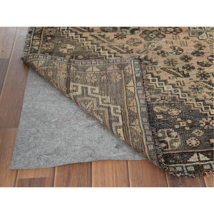 4'4"x7'5" Semi Antique Brown Persian Shiraz Clean Abrash Hand Knotted Soft Natural Wool Oriental Rug FWR363306