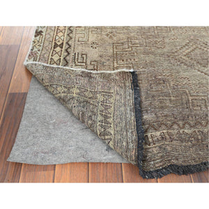 4'5"x7'2" Semi Antique Beige Persian Shiraz Worn Down Clean Distressed Hand Knotted Organic Wool Oriental Rug FWR363318