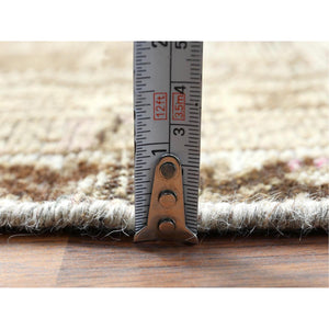 4'5"x7'2" Semi Antique Beige Persian Shiraz Worn Down Clean Distressed Hand Knotted Organic Wool Oriental Rug FWR363318