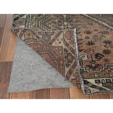 Load image into Gallery viewer, 4&#39;8&quot;x7&#39;7&quot; Tan Color Vintage Persian Shiraz With Triple Medallion Design Distressed Look Clean Hand Knotted Pure Wool Oriental Rug FWR363450
