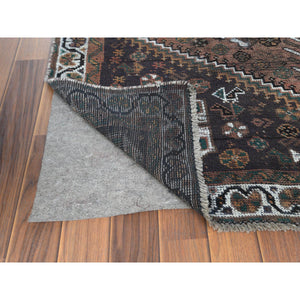 4'8"x8'2" Semi Antique Deep Red Persian Shiraz Clean Hand Knotted Natural Wool Oriental Rug FWR363552