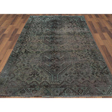 Load image into Gallery viewer, 5&#39;x8&#39; Semi Antique Gray Persian Shiraz With Triple Medallion Worn Down Distressed Hand Knotted Natural Wool Oriental Rug FWR363594